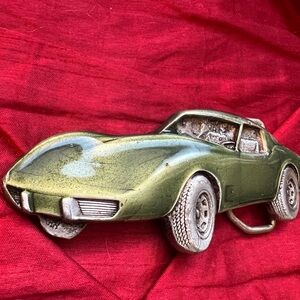 Vintage Corvette Car Bergamot Brass Belt Buckle